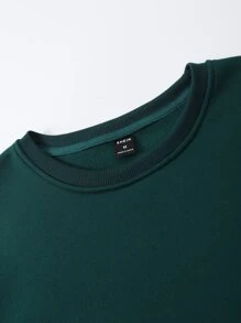 Manfinity Hypemode Men Cartoon Graphic Thermal Lined Oversize Sweatshirt - Dark Green - View 3