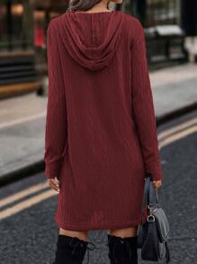 SHEIN LUNE Vestido con capucha unicolor con cordón - Burdeos - Ver 2