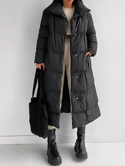 EURMUSE Ficka Framsida Knappar Enkel Enkel Kvinnor Vinterkappor