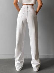 EURMUSE Casual Solid Straight Leg Jeans