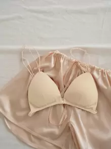 DAZY Solid Wireless Bra - Apricot - View 4