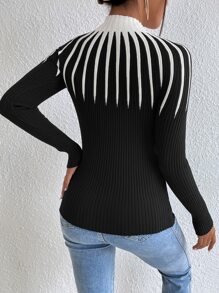 Mulvari Colourblock Mock Neck Jumper - Black - View 2