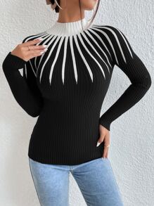 Mulvari Colourblock Mock Neck Jumper - Black - View 4