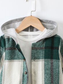 小男童格紋印花連帽夾克和褲子不帶T恤 - 彩色 - 查看 7