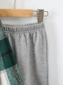 小男童格紋印花連帽夾克和褲子不帶T恤 - 彩色 - 查看 3