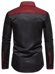 Manfinity Mode Men Contrast Trim Button Up Shirt - Black - View 2