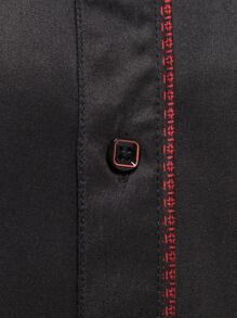 Manfinity Mode Men Contrast Trim Button Up Shirt - Black - View 7