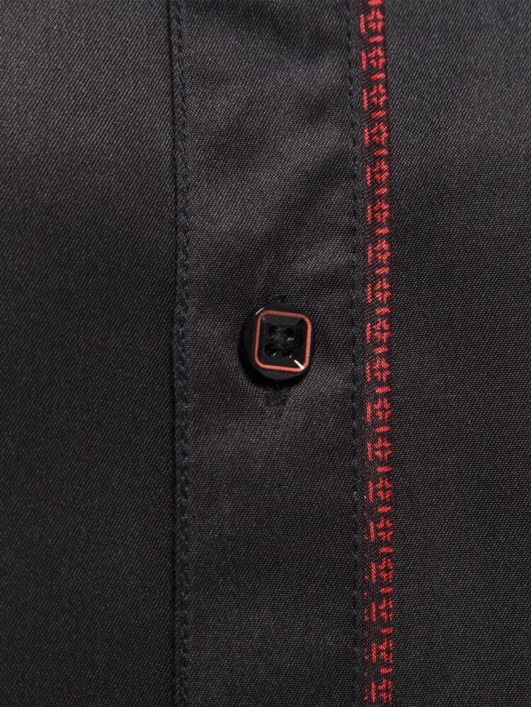 Manfinity Mode Hombres Camisa ribete en contraste con botón - Negro - Añade 7