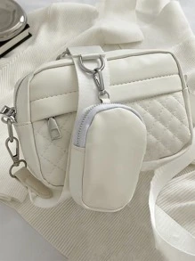 高中生 大学新生 多功能斜挎包 单肩包 休闲包 迷你男士绗缝方形包（带零钱包） 手提包 书包（适合旅行、大学、户外、运动、返校） 多功能宿舍斜挎包（适合男士） 斜挎包 侧包 学校用品 秋季男士斜挎包 圆筒包 老钱 万圣节 男士圣诞礼物 尖叫男士包 男士冬季感恩节假期 带迷你零钱包 迷你盒斜挎包 酷炫街头男士礼物 大容量 多功能便携 时尚休闲 爸爸礼物 男朋友礼物 度假 - 白色 - 查看 1