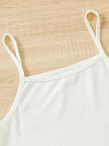 SHEIN Girls Cami Top & Trousers & Drop Shoulder Coat - Multicolor - View 8