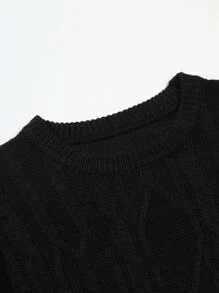 Manfinity Men Solid Cable Knit Jumper - Black - View 5