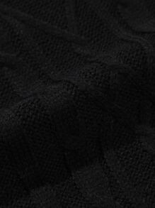 Manfinity Men Solid Cable Knit Jumper - Black - View 6