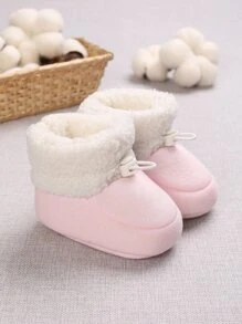 Baby Drawstring Design Thermal Lined Snow Boots - Baby Pink - View 1