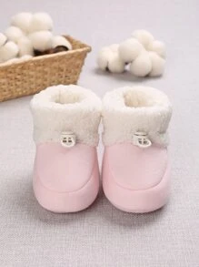 Baby Drawstring Design Thermal Lined Snow Boots - Baby Pink - View 3
