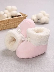 Baby Drawstring Design Thermal Lined Snow Boots - Baby Pink - View 5
