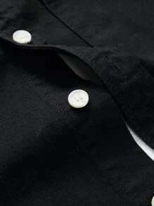 Manfinity Homme Men Cotton Patched Pocket Denim Shirt Without Tee - Black - View 4