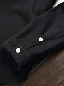 Manfinity Homme Men Cotton Patched Pocket Denim Shirt Without Tee - Black - View 6