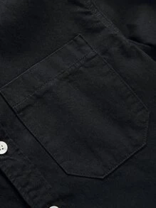 Manfinity Homme Men Cotton Patched Pocket Denim Shirt Without Tee - Black - View 7