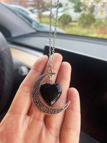 1入組愛心和月亮設計汽車掛飾