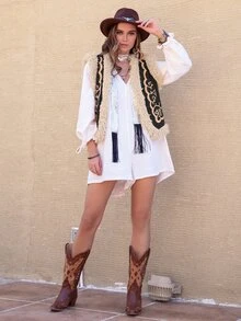 Rusttydustty Women's Faux Fur Vest Jacket, Warm And Fashionable For Fall/Winter - Black - View 6