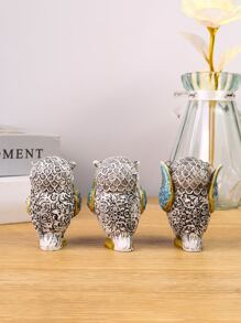 3pcs Blue Owl Decorative Crafts, Suitable For Room Decoration, Household Decor, Durable And Long-Lasting, Home Decor Ornaments, Bedroom Decor, Room Decoration - Multicolor - View 4