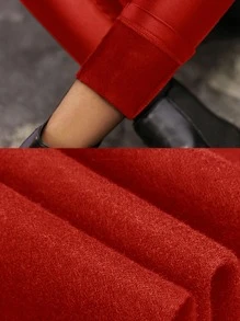 Apperloth A 大码高腰 2 纽扣保暖内衬厚 PU 涂层紧身皮裤，冬季音乐节 - 紅色 - 查看 3