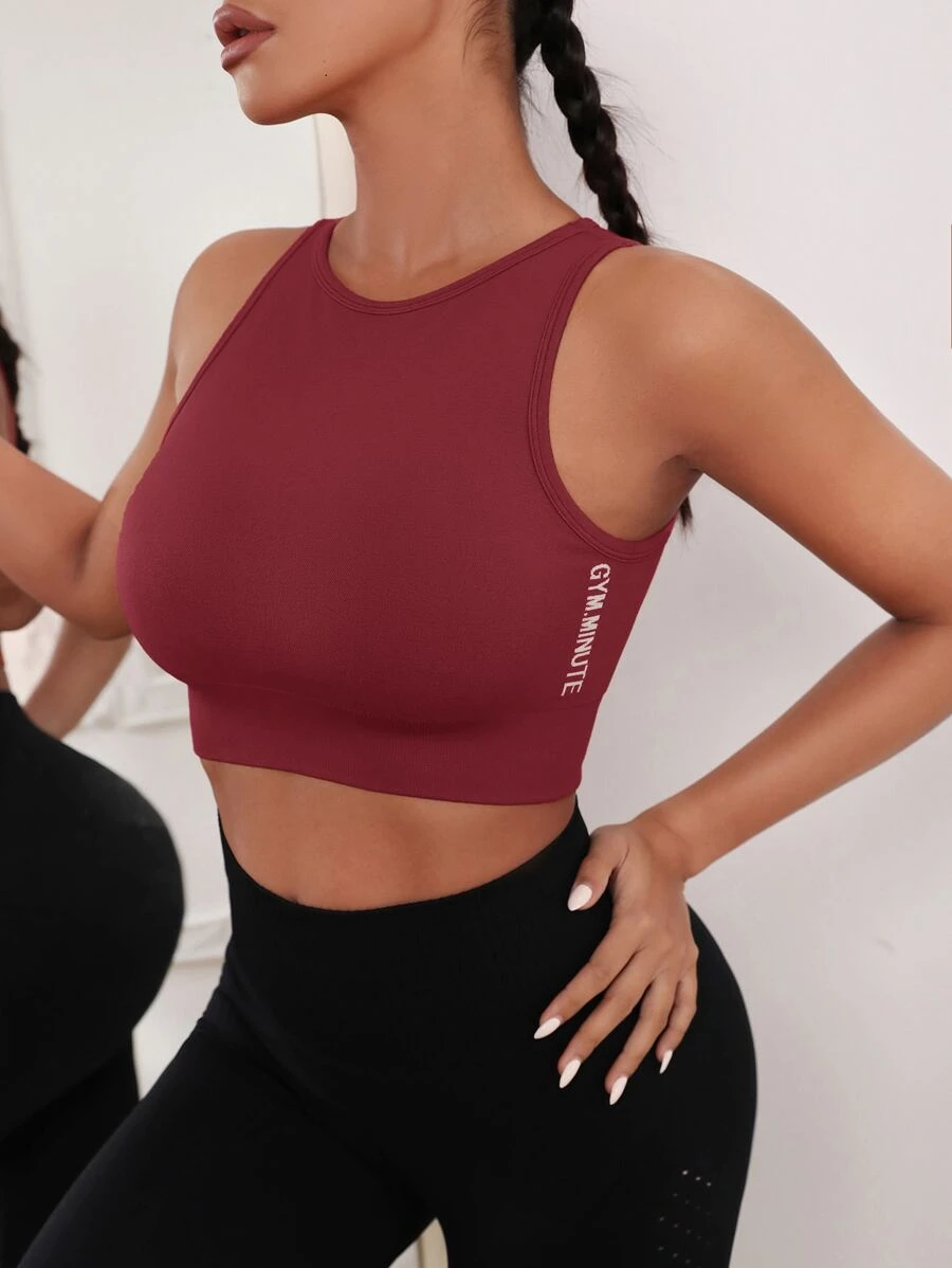 Yoga Basic 字母圖案短款運動背心