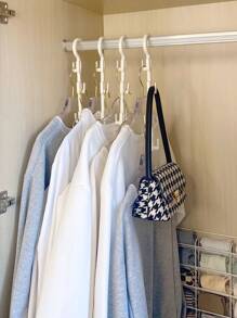 1pc Plastic Clothes Hanger Storage Rack - White - View 5