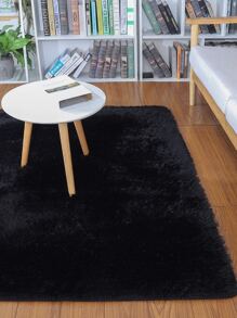 1pc Long Plush Living Room Carpet Soft Fluffy Bedroom Area Rug, Non-slip Carpet, Home Decoration, Suitable For Living Room And Bedroom - Black - View 6