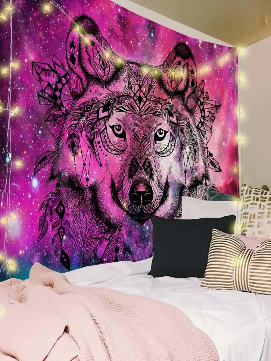 Tấm thảm họa tiết chó sói - Nhiều màu - Xem 1