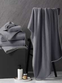 1pc Contrast Binding Bath Towel Shower Towels For Beauty Salon, Hotel Sports,Home Essentials, Towel, Skin Care Bath Towel Sheet - Grey - View 1