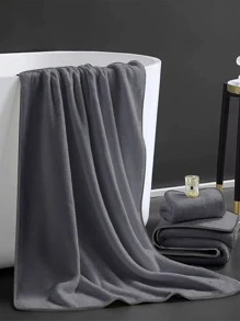 1pc Contrast Binding Bath Towel Shower Towels For Beauty Salon, Hotel Sports,Home Essentials, Towel, Skin Care Bath Towel Sheet - Grey - View 5