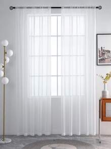 Rèm Sheer một tấm chắc chắn, Vải trắng đơn giản Lọc ánh sáng Rèm Sheer riêng tư cho phòng khách và phòng ngủ - trắng - Xem 1