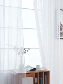 Rèm Sheer một tấm chắc chắn, Vải trắng đơn giản Lọc ánh sáng Rèm Sheer riêng tư cho phòng khách và phòng ngủ - trắng - Xem 5