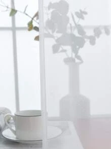 Rèm Sheer một tấm chắc chắn, Vải trắng đơn giản Lọc ánh sáng Rèm Sheer riêng tư cho phòng khách và phòng ngủ - trắng - Xem 4