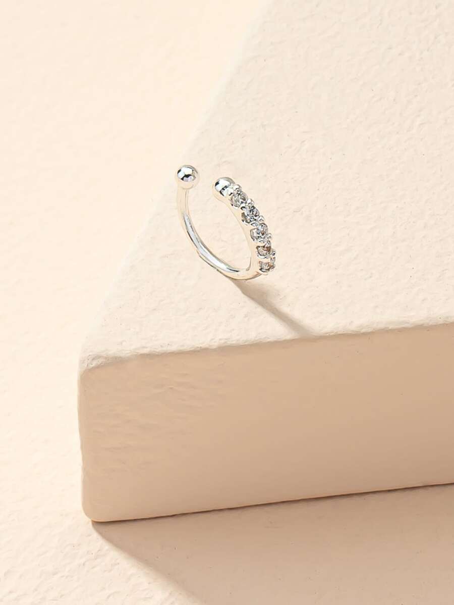 Rhinestone Decor Nose Cuff For Women And Men, Punk Non Piercing, A Fashionable Body Jewelry Gift For Any Occasion - Silver - View 1