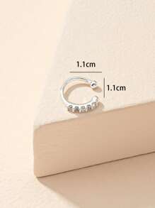 Rhinestone Decor Nose Cuff For Women And Men, Punk Non Piercing, A Fashionable Body Jewelry Gift For Any Occasion - Silver - View 3