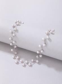 imoli Random Faux Pearl Decor Necklace - Silver - View 5