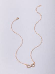 imoli Rhinestone Infinity Charm Necklace - Yellow Gold - View 3