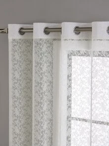 Floral Pattern Single Panel Sheer Curtain - Beige - View 2