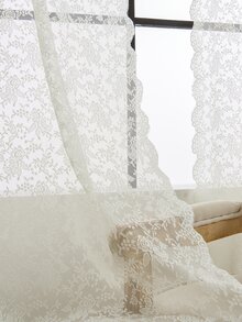 Floral Pattern Single Panel Sheer Curtain - Beige - View 6