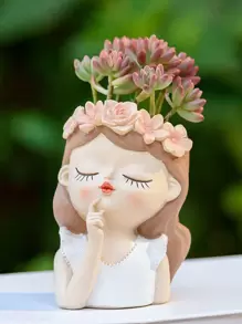 1 chậu hoa thiết kế hình cô gái dễ thương, chậu cây trang trí nhà cửa - Nhiều màu - Xem 9