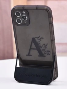 Funda para móvil con estampado de letra con invisible Soporte - Negro - Ver 1