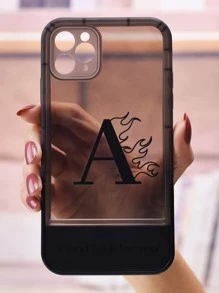 Funda para móvil con estampado de letra con invisible Soporte - Negro - Ver 2