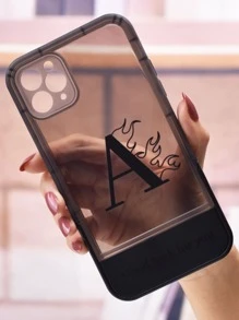 Funda para móvil con estampado de letra con invisible Soporte - Negro - Ver 3