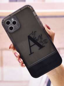 Funda para móvil con estampado de letra con invisible Soporte - Negro - Ver 5