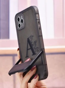 Funda para móvil con estampado de letra con invisible Soporte - Negro - Ver 6