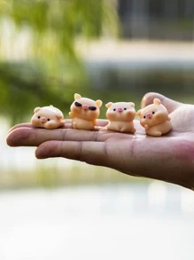 4入組豬設計裝飾工藝 - 薑色 - 查看 2