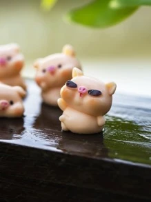 4入組豬設計裝飾工藝 - 薑色 - 查看 3