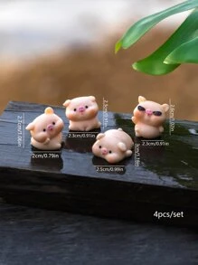 4入組豬設計裝飾工藝 - 薑色 - 查看 4